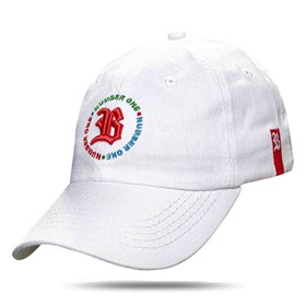 Boné Dad Hat Branco Circulo Number One Logo Laranja