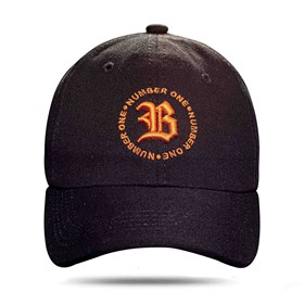 Boné Dad Hat Preto Circulo Number One Logo Laranja