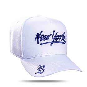 Boné Snapback Branco Logo New York Azul