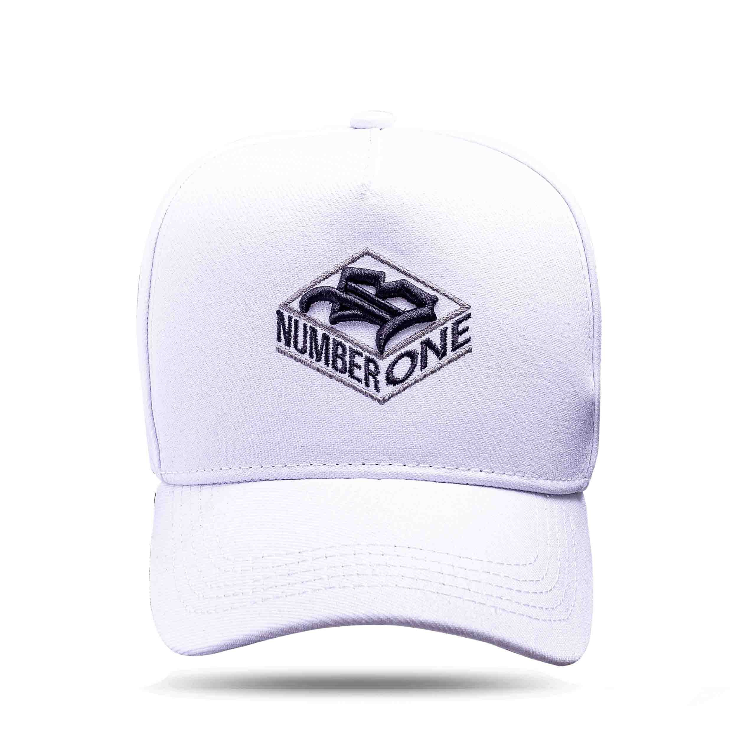 Boné Snapback Branco Quadrado Number One Preto | Blck Brasil