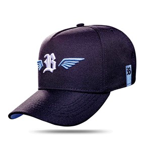 Boné Snapback Preto Logo Wings Azul 2.0