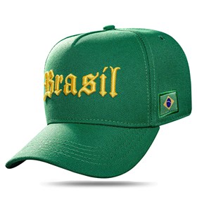 Boné Snapback Verde Bandeira Logo Brasil