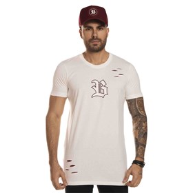 Camiseta Bege Long Logo B Contour Vinho