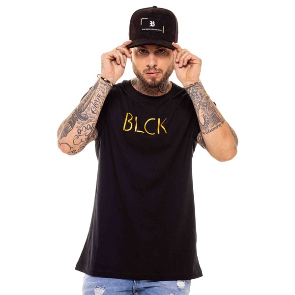 Camiseta Preta Logo Blck Dourado