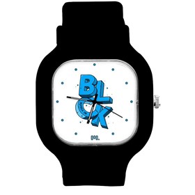 Relógio Blck Letras Azul Preto